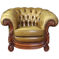 Vintage Leren Chesterfield Clubfauteuil In Barokstijl
