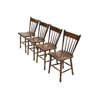 Set Of 4 Brutalist Dutch Solid Oak Dining Chairs 1960S
