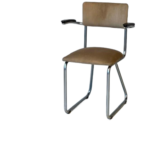 Ahrend Eetkamerstoel Vintage Sledestoel Buisframestoel Beige 1