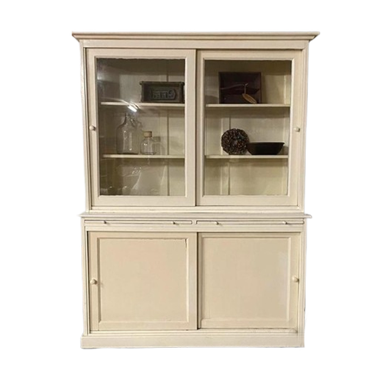 Franse Keukenkast, Oude Kast. Crème Wit. Originele Verflaag. 1