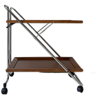 Vintage Mid Century Trolley / Serveerwagen Van Hout En Chroom thumbnail 1