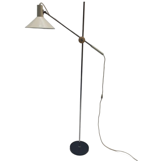 Vintage Staande Hengellamp Gepo Vloerlamp Wit Metaal Anvia 1