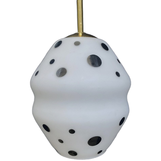 White With Black Dots Pendant Lamp 1960s 1