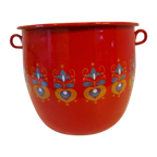 Vintage Rood Emaille Hangpot Frans Emaille Pot thumbnail 1