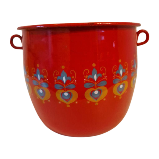 Vintage Rood Emaille Hangpot Frans Emaille Pot 1
