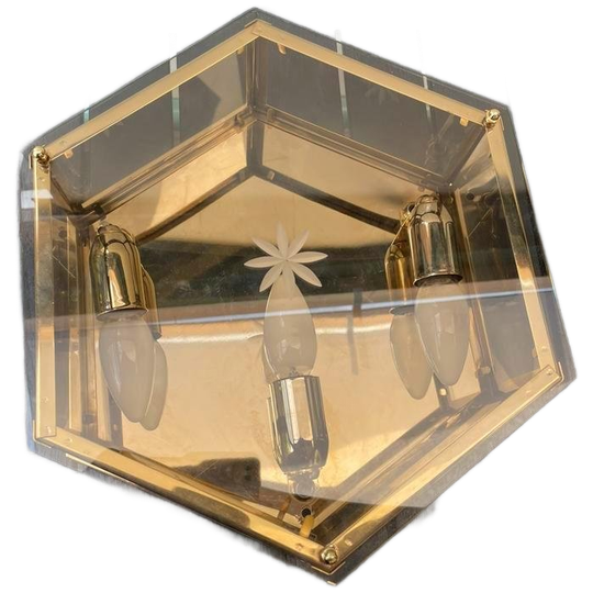 Honsel Messing Hexagon Wand / Plafond Lamp 1