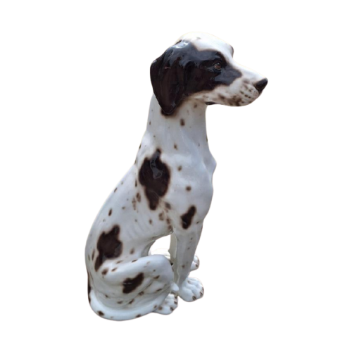 Handmade Midcentury Porseleinen Beeld, Italy Pointer Hond😍