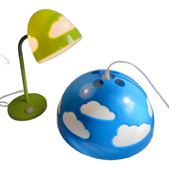 2 X IKEA Wskojig Wolken Lamp Bureau Lamp Hanglamp Hendrik Preutz Blauw Groen 1