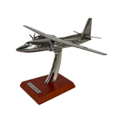 Scale Model Of An Airplane (Silver Plated) - Mounted On Wooden Base - Fokker F-27 Friendship (195