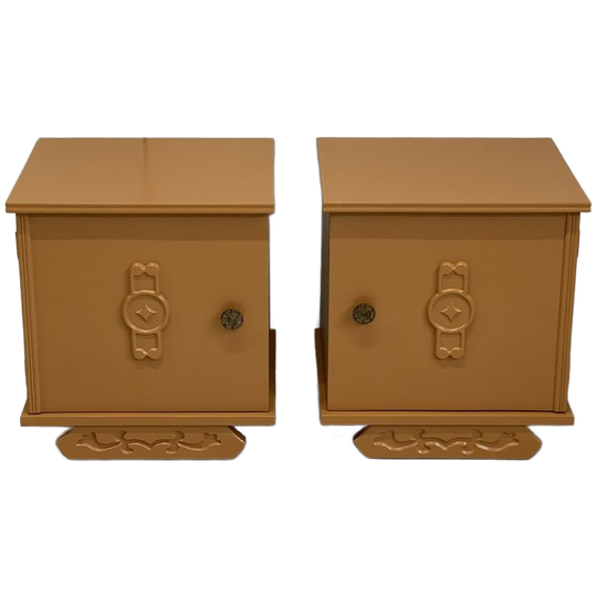 Set 2 Vintage Restyle Nachtkastjes `buff` 1