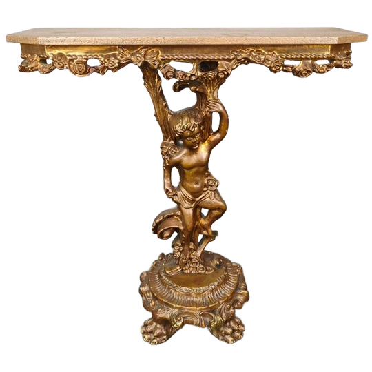 Vergulde Console Met Cherubijn 1