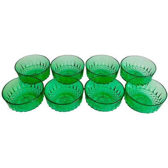 Set Smaragd Groene Glazen Arcoroc Schaaltjes 1960’s 1