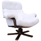 Vintage Design Fauteuil Wit Leer Houten Poot Draaifauteuil thumbnail 1