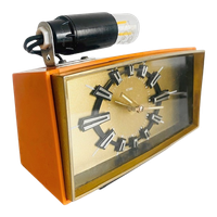 Vintage Mid-century Metamec Wekker Oranje Goud Met Lampje