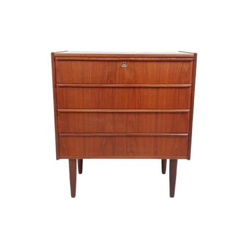 Vintage Deens Ladekastje Teak 4 Lades Chestdrawer Danish