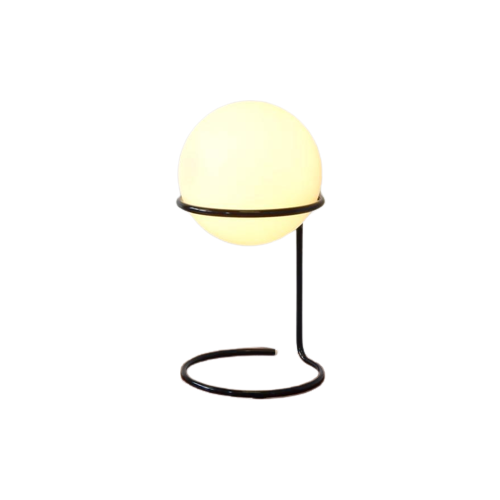 Vintage Tafellamp Dressoir Lamp Jaren 60 / 70 Bol Melkglas