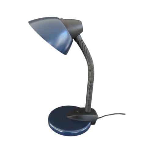 Vintage Happylight Bureaulamp Blauw Metaal Met Zwart
