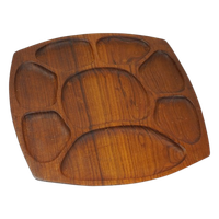 Vintage Teak Houten Vakjesschaal Vakjesbord