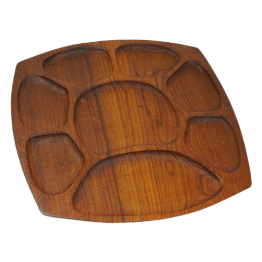 Vintage Teak Houten Vakjesschaal Vakjesbord 1