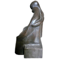 Solid Bronze Figures / Marked Hk / Height 17 Cm Height 17 Width 14 Depth 9 Cm
