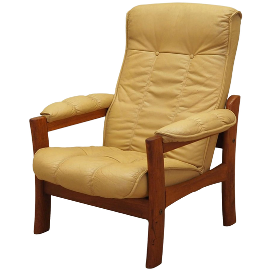Yellow Leather Armchair, Danish Design, 1960s, Production: Denmark 1