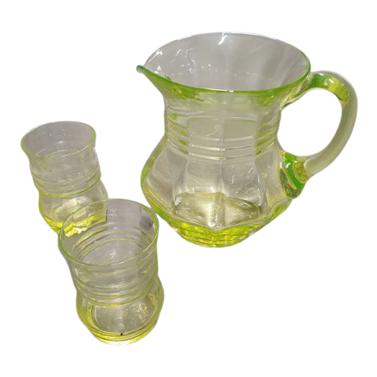 Doyen Uraniumdioxide / Uranium Glass Set / Belgium / Jugendstil 1930s 1