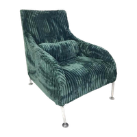 Vintage Design Fauteuil Nieuw Gestoffeerd Groene Rib