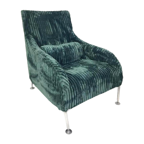 Vintage Design Fauteuil Nieuw Gestoffeerd Groene Rib