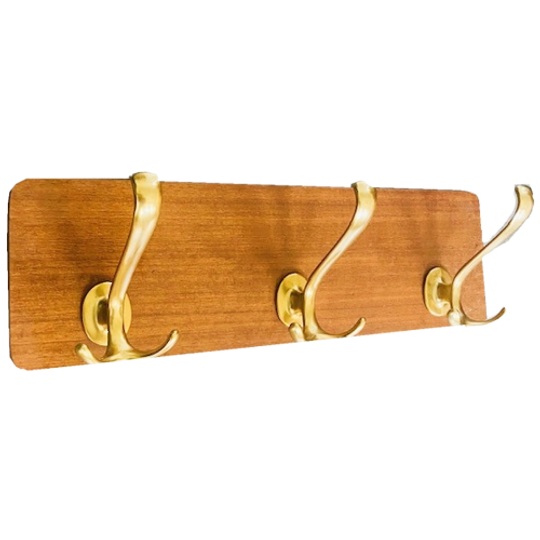 Vintage Teak Kapstokje Goud 1