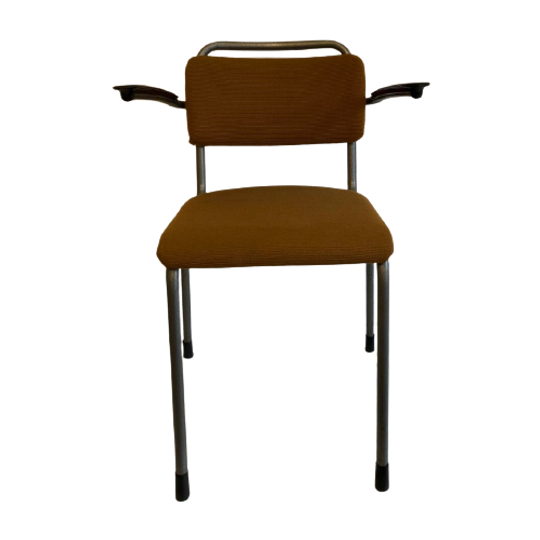 J. W. Koch Buisframe Stoel, Oker Geel Ribstof. 1