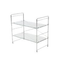 Chromed Steel And Glass Free Standing Shelving Unit 1990S