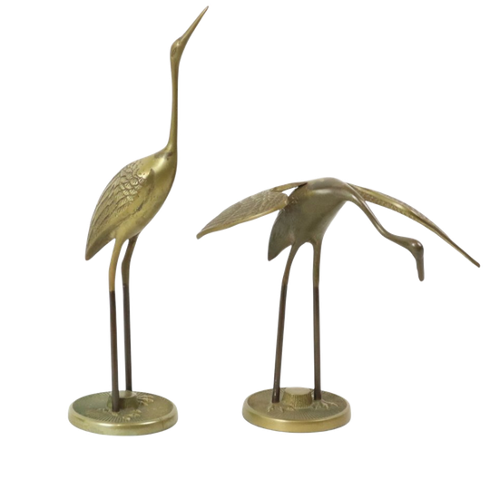Vintage Koppel Messing Kraanvogels Hollywood Regency Design 31cm 1