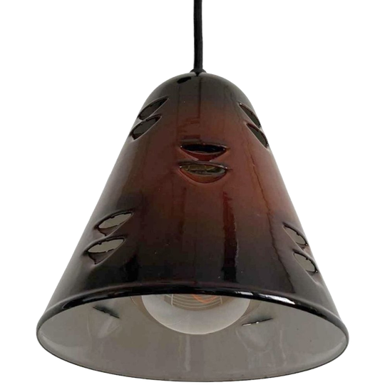 Vintage Hanglamp Metaal Emaille Bruin 1970’s 1