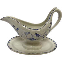 Prachtige Belgische Blauw WIT Aardewerk Boch Sauskom - Reliving