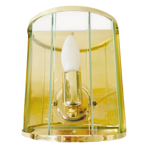 Vintage Wandlamp Glas Goud Hollywood Regency