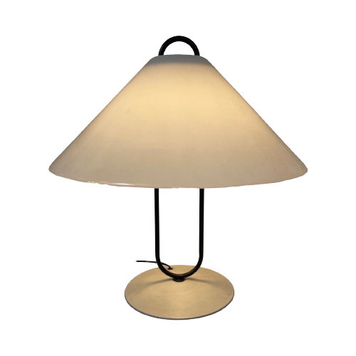 Pop Art / Space Age Design - Mushroom Lamp With White Plexi Shade And Metal Base
