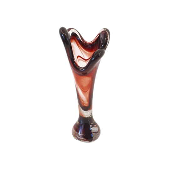 * Vintage Glazen Vaas Mondgeblazen Murano Stijl 1
