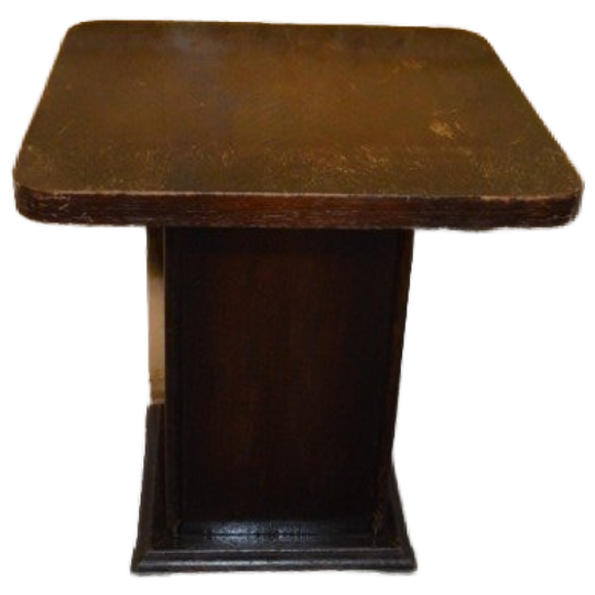 Vierkant Vintage Houten Bijzettafeltje Met Eiken Fineer In Art Deco Stijl 1