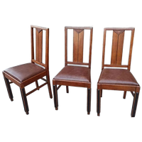 Set Van 3 Art Deco Amsterdamse School Eetkamerstoelen