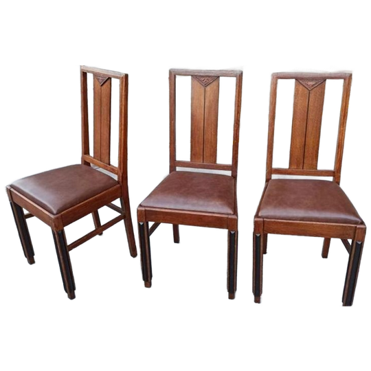 Set Van 3 Art Deco Amsterdamse School Eetkamerstoelen 1
