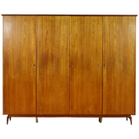Vintage Mid Century 4-deurs Design Kledingkast In Teak, 1960s