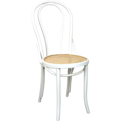 Wit Geschilderde Originele Antieke Thonet Stoel Model Nr. 18