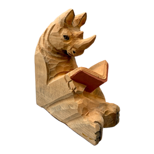 Vintage Boekensteun Neushoorn Hout 1