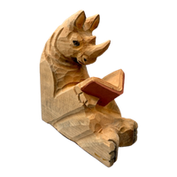 Vintage Boekensteun Neushoorn Hout