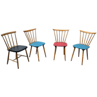4 X Spindle Chair / Blue / Red / Black 1960s