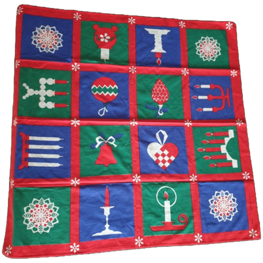 Vintage Vierkant Zweeds Handgeprint Kerst Tafelkleed Norah 1