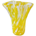 Vintage Glazen Vaas Murano Stijl Geel Wit Transparant thumbnail 1