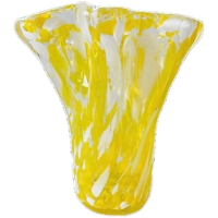 Vintage Glazen Vaas Murano Stijl Geel Wit Transparant