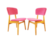 Vintage Roze Stoelen | Roze Velours Stof 2 Stuks