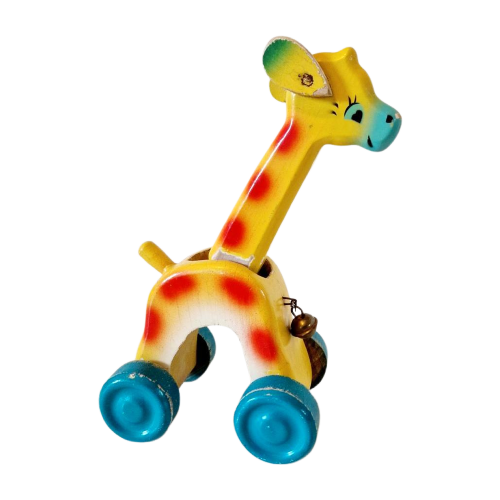 Vintage Giraffe Houten Beeldje Antiek Speekgoed